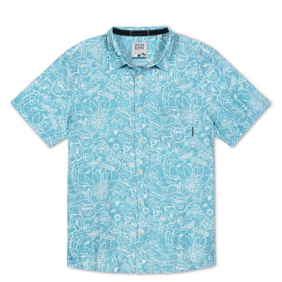 New BAJA LLAMA Button Up Short Sleeve Shirt Size Small - Picture 1 of 5